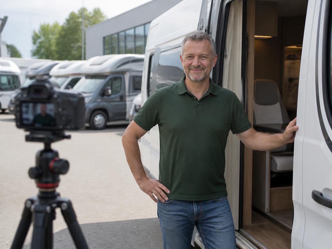 Marcus Günther vor einem Kastenwagen